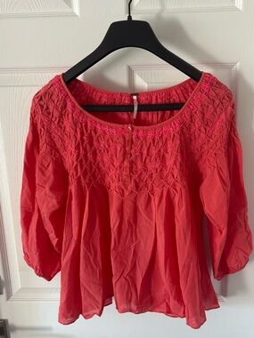 Free People gauzy, embroidered blouse Size M